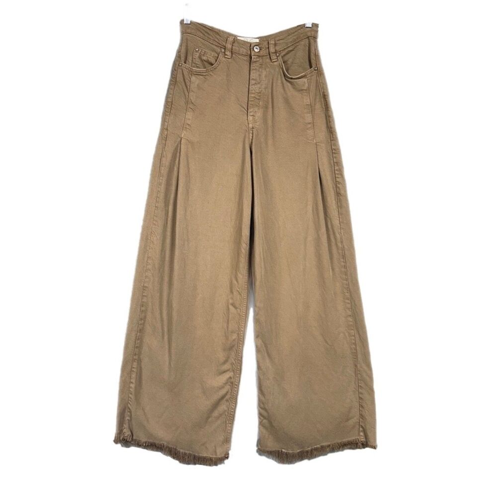 We The Free Free People Old West Slouchy Wide Leg Pant Sz 26 Tan